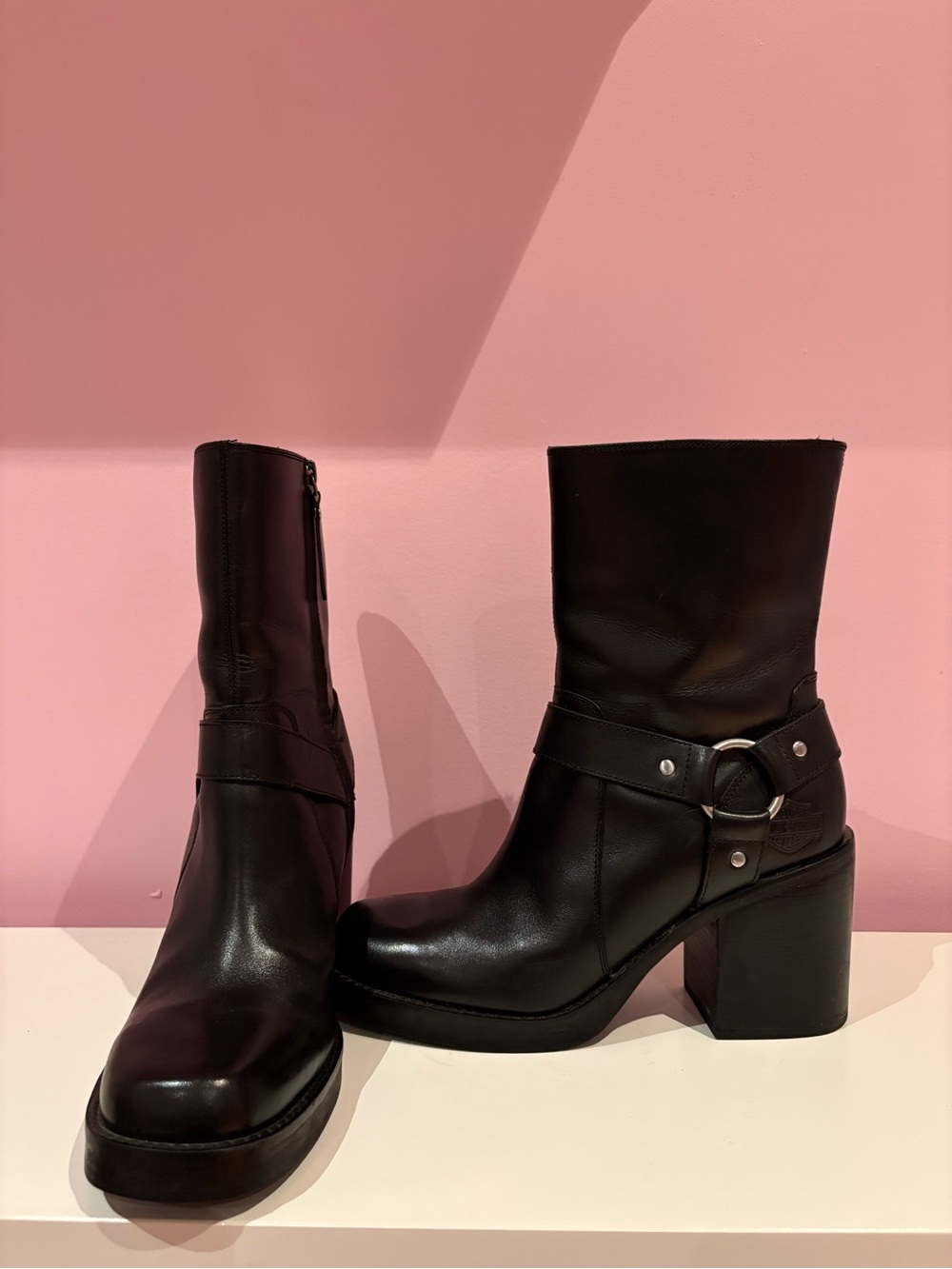 HARLEY-DAVIDSON ZELTA Leather Motorcycle Heeled Boot - Worn Once! 🖤